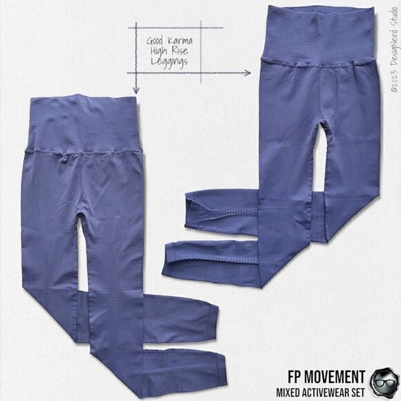 FP MOVEMENT SET GOOD KARMA SQUARE NECK BRA + LEGGINGS + HR CROP TANK VIOLET BLUE - Picture 10 of 16